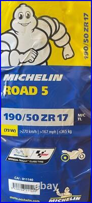 120 70 17 & 190 50 17 Michelin Road 5 Tl 2ct Motorcycle Tyres Matched Pair
