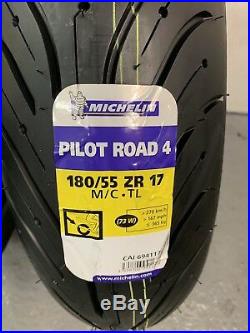 1 x 120/70 ZR17 (58W) & 1 x 180/55 ZR17 (73W) Michelin Pilot Road 4 TWO TYRES