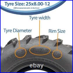 25x10.00-12 & 25x8.00-12 ATV Quad Tyres 6ply P377 E Marked Road Legal (Set of 4)