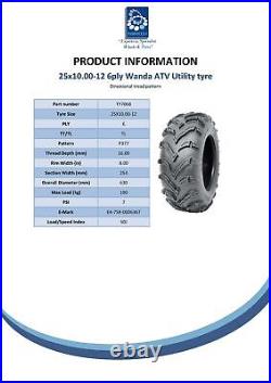 25x10.00-12 & 25x8.00-12 ATV Quad Tyres 6ply P377 E Marked Road Legal (Set of 4)
