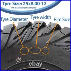 25x10.00-12 & 25x8.00-12 ATV Tyres 8ply WL03 OBOR Antelope Road Legal (Set of 4)