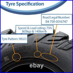 25x10.00-12 & 25x8.00-12 ATV Tyres 8ply WL03 OBOR Antelope Road Legal (Set of 4)