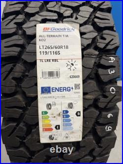 265/60/18 13mm BFGoodrich All-Terrain T/A KO2 N0 119/116 S PR10 A3069 DOT 1124