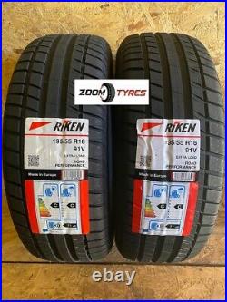 2 X TYRES RIKEN 195 55 16 XL 91V MADE BY MICHELIN TYRES ROAD PERFORMANCE pair