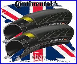 2 x Continental GP5000 Clincher Folding Road Tyres In Black 700 x 28c
