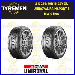 2 x Uniroyal RainSport 5 Performance Road Tyres 225 40 18 92Y Extra Load XL