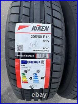 2x 205/60 R15 RIKEN 91V ROAD PERFORMANCE (MADE BY MICHELIN) Brand New