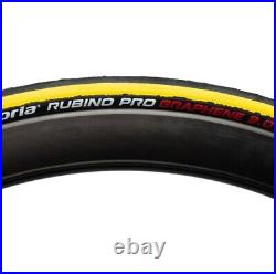 2x Vittoria Rubino Pro G2.0 Folding Road Bike Tyre 700 x 25c Black/Yellow NEW