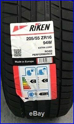 4 x 205/55 ZR16 Riken (Michelin) Road Performance 94W XL 205 55 16 FOUR TYRES
