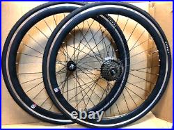 Brand New Nologo 6/ 7 Speed Road Racing Bike Black Wheelset 700c X 25 Tyres