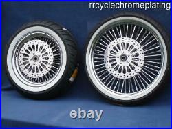 DNA Mammoth 52 Spoke Chrome Wheels 3 Rotors Tires Harley Touring 09-20 Road King