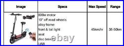 E-Scooter IX5 10 inch off road tyres 800w 45km/h 40km range UK Stock