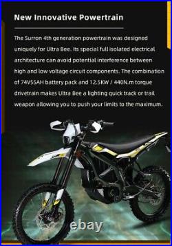 NEW Sur Ron Ultra Bee-74V 12000W TRACTION CONTROL Dual Road & SPORTS e DIRT Bike