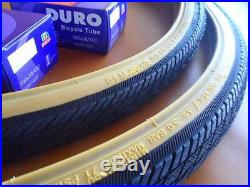 New 700x35c Pair of Gum Wall Tires + Tubes Road Fixie Bike Black/Gum 700c