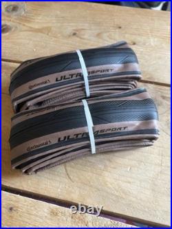 Pair Continental Ultra Sport 700c 28mm Folding Clincher Foldable Tan Brown Wall