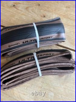 Pair Continental Ultra Sport 700c 28mm Folding Clincher Foldable Tan Brown Wall
