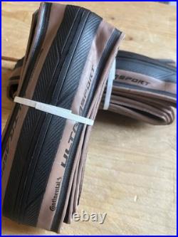 Pair Continental Ultra Sport 700c 28mm Folding Clincher Foldable Tan Brown Wall