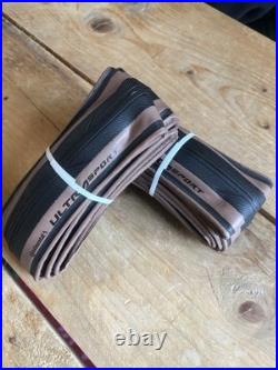 Pair Continental Ultra Sport 700c 28mm Folding Clincher Foldable Tan Brown Wall