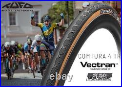 Pair of 700 x 25 Tubeless Road Tyre Tufo Comtura 4 TR Tanwall