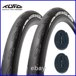 Pair of 700 x 25c Puncture Resistant Road Tyres + TUBES Premium EU Made