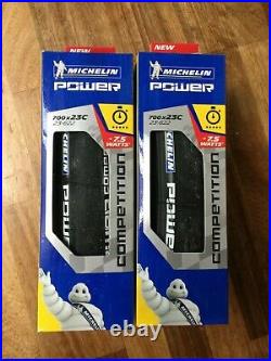 Pair of Michelin Power Competition 700 x 23c Folding Road Bike Tyres New