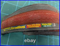 THREE Panaracer Stradius 700 20C 20-622 Red Tread NOS Road Tyres Zero Slip Grip