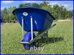 WHEELBARROW 160L PUNCTURE PROOF Tyre Wheel Heavy Duty Blue Stable Plastic Tray