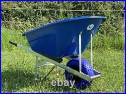 WHEELBARROW 160L PUNCTURE PROOF Tyre Wheel Heavy Duty Blue Stable Plastic Tray