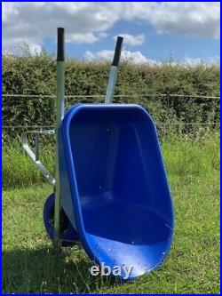 WHEELBARROW 160L PUNCTURE PROOF Tyre Wheel Heavy Duty Blue Stable Plastic Tray