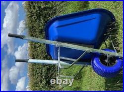WHEELBARROW 160L PUNCTURE PROOF Tyre Wheel Heavy Duty Blue Stable Plastic Tray