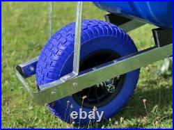WHEELBARROW 160L PUNCTURE PROOF Tyre Wheel Heavy Duty Blue Stable Plastic Tray