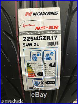 X2 225/45zr17 94w XL Nankang Ns-2r 180 Street Track Day/ Road And Race Tyres