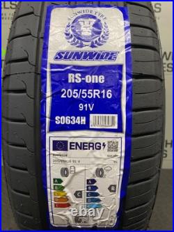 X4 205 55 16 205/55R16 91V SUNWIDE NEW TYRE B WET GRIP LOW ROAD NOISE 69DB 4x