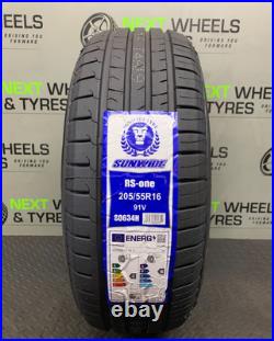 X4 205 55 16 205/55R16 91V SUNWIDE NEW TYRE B WET GRIP LOW ROAD NOISE 69DB 4x